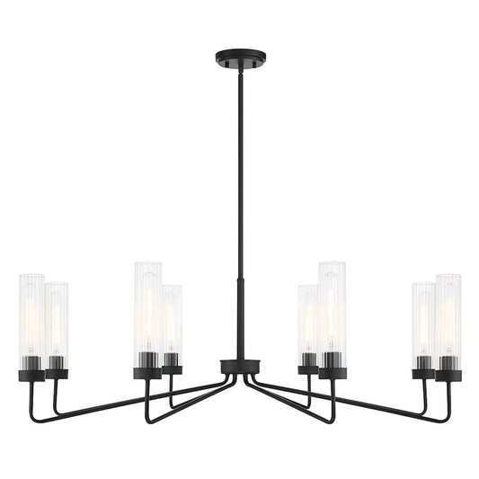 Savoy House Baker 8-Light Chandelier, Matte Black/Clear Ribbed - 1-8860-8-89