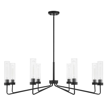 8 Light Chandelier, Matte Black