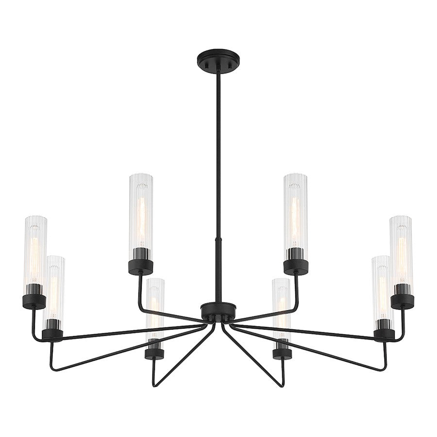 8 Light Chandelier, Matte Black