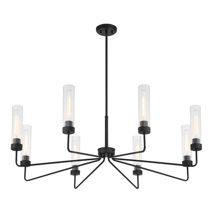 8 Light Chandelier, Matte Black