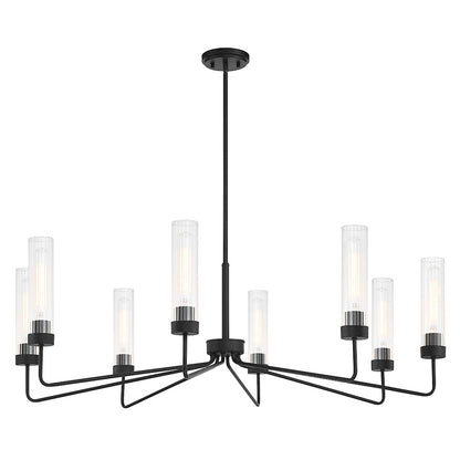 8 Light Chandelier, Matte Black