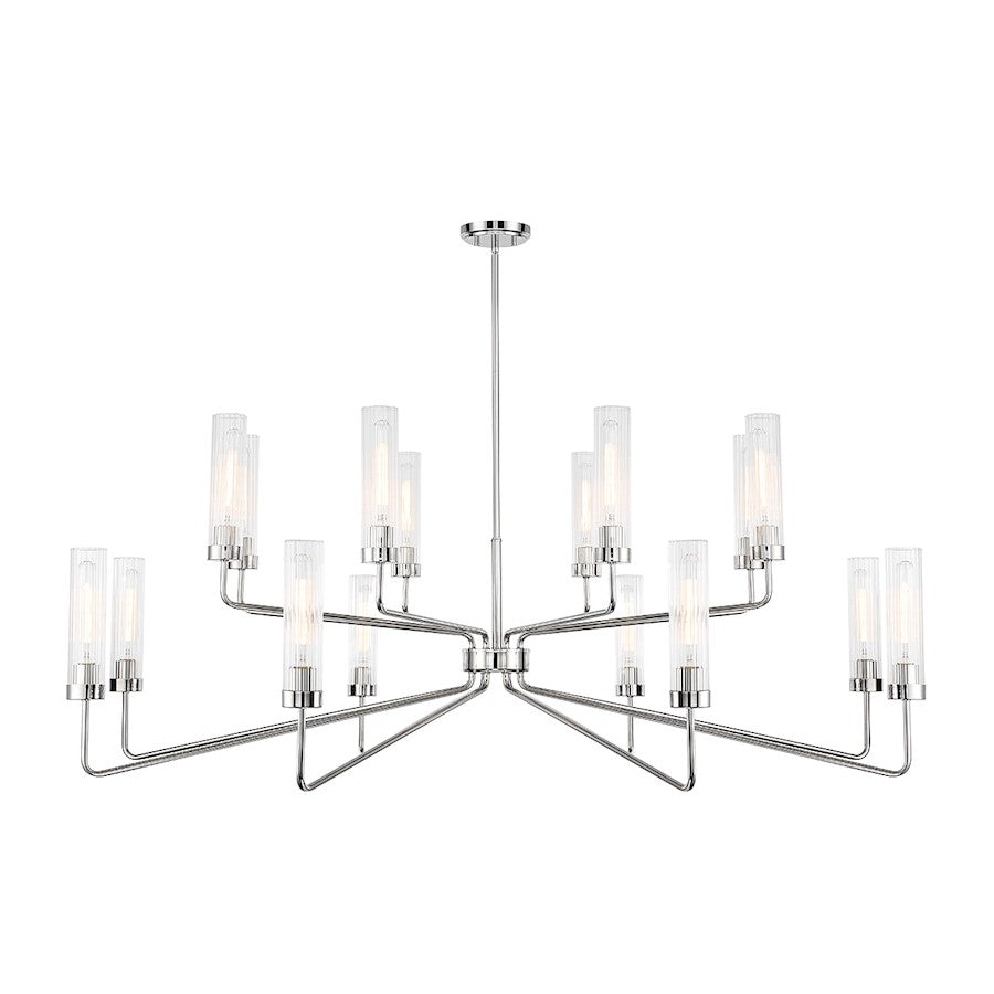 Savoy House Baker 16-Light Chandelier, Polished Nickel/Ribbed - 1-8862-16-109