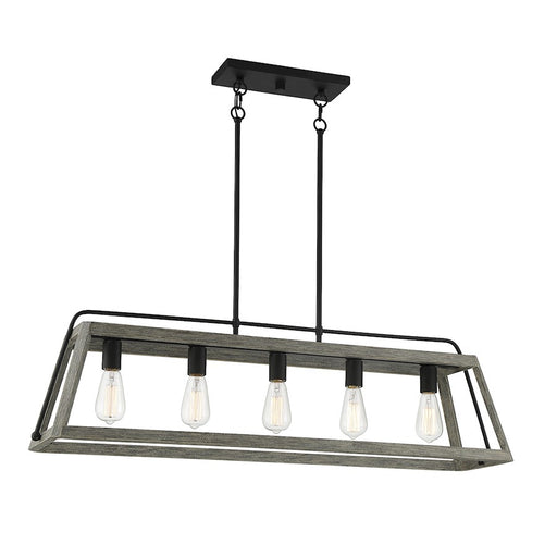 Savoy House Hasting 5 Light Linear Chandelier, Noblewood/Iron - 1-8892-5-101