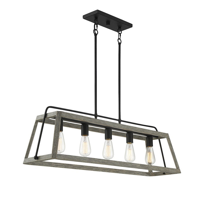 Savoy House Hasting 5 Light Linear Chandelier, Noblewood/Iron