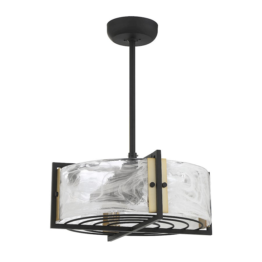 Savoy House Hayward 4 Light Fan D'Lier, Black/Brass/Strie Piastra