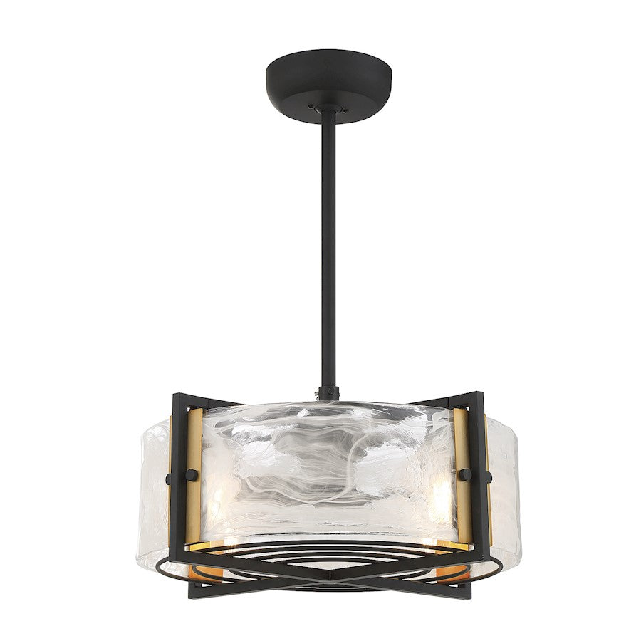 Savoy House Hayward 4 Light Fan D'Lier, Black/Brass/Strie Piastra