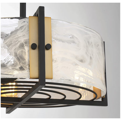 Savoy House Hayward 4 Light Fan D'Lier, Black/Brass/Strie Piastra