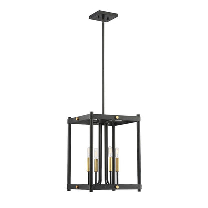 Savoy House Fowler 4 Light Lantern, Vintage Black with Warm Brass