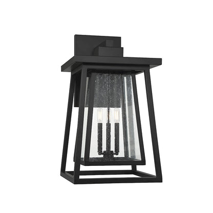 Savoy House Denver 3 Light Outdoor Wall Lantern, Black/Clear Seeded - 5-2023-BK