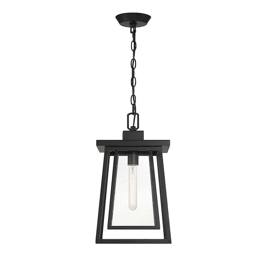 Savoy House Denver 1 Light Outdoor Hanging Lantern, Black/Seeded