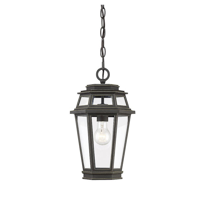 Savoy House Holbrook 1 Light EPMM Outdoor Hanging Lantern, Textured Bronze With Gold Highlights