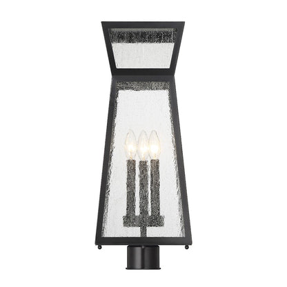 Savoy House Millford 3 Light Outdoor Post Lantern, Matte Black/Clear