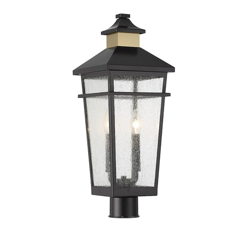 Savoy House Kingsley 2 Light Outdoor Post Lantern, Black/Brass/Clear - 5-718-143