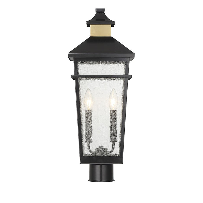 Savoy House Kingsley 2 Light Outdoor Post Lantern, Black/Brass/Clear