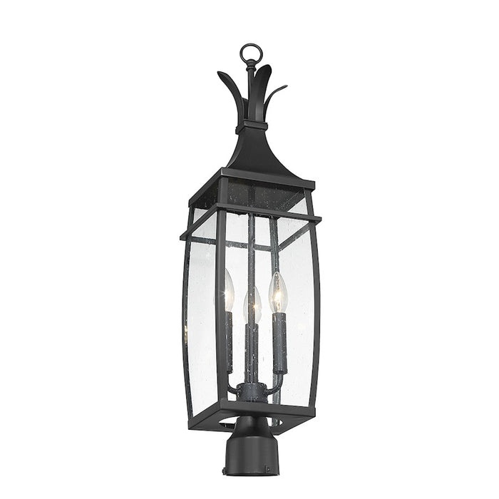 Savoy House Montpelier 3 Light Outdoor Post Lantern, Black/Clear