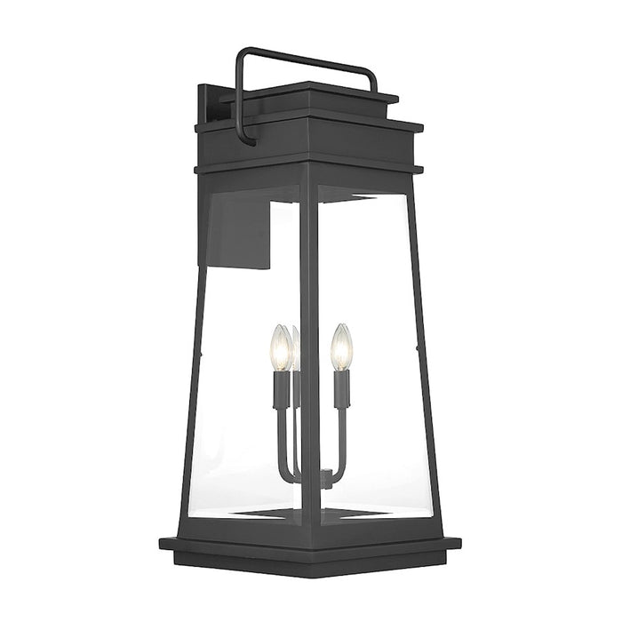 Savoy House Boone 4 Light Outdoor Wall Lantern, Black/Clear Beveled
