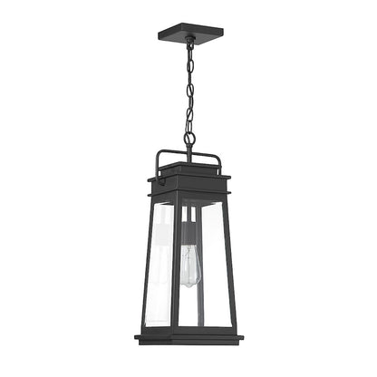 Savoy House Boone 1 Light Outdoor Hanging Lantern, Black/Clear