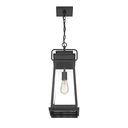 Savoy House Boone 1 Light Outdoor Hanging Lantern, Black/Clear