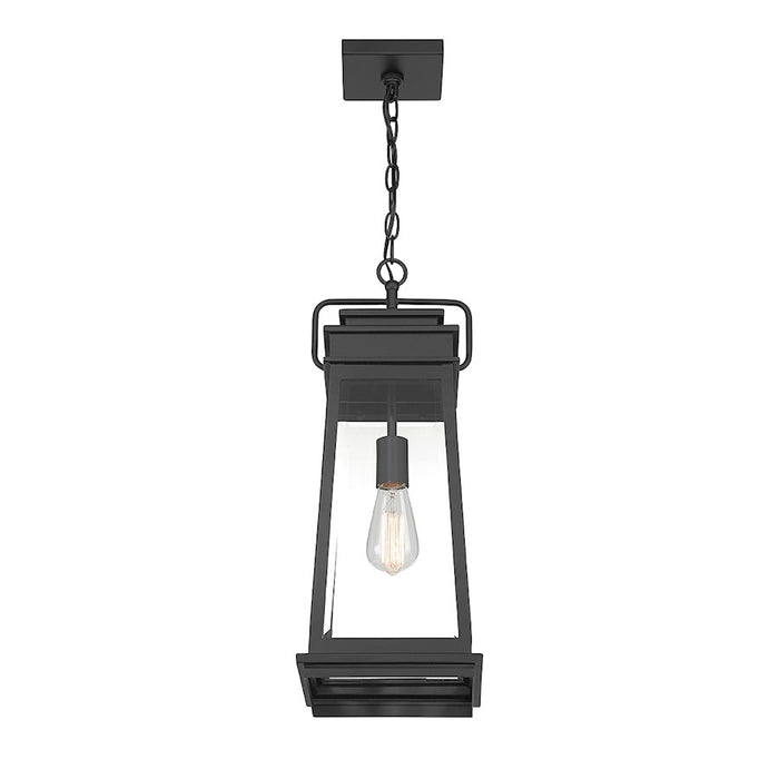 Savoy House Boone 1 Light Outdoor Hanging Lantern, Black/Clear