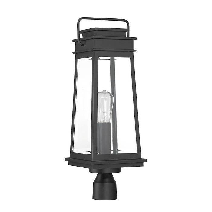Savoy House Boone 1 Light Outdoor Post Lantern, Black/Clear Beveled