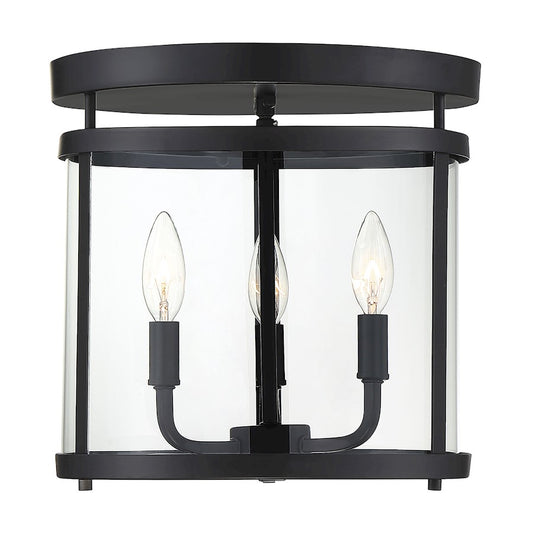 Savoy House Penrose 3 Light Flush Mount, Black