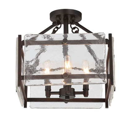 Savoy House Glenwood Semi-Flush , Bronze, Clear Water Piastra