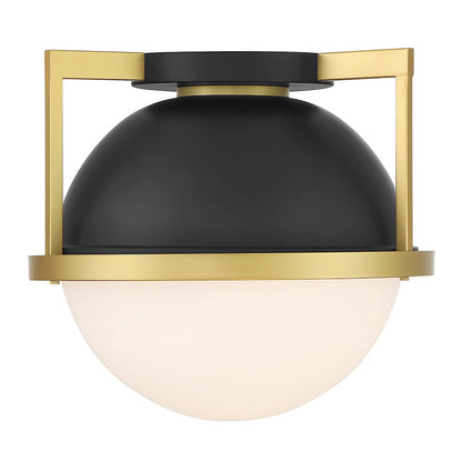 Savoy House Carlysle 1 Light Flush Mount, Black/Brass/White - 6-4602-1-143