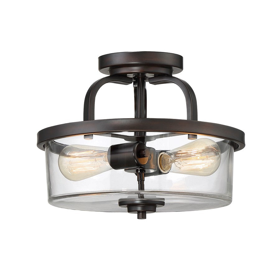 Savoy House Tulsa 2 Light Semi Flush, English Bronze