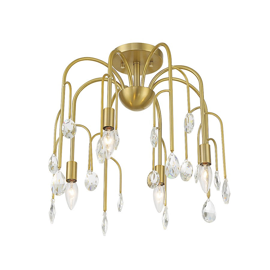 Savoy House Anholt 4 Light Convertible Semi Flush, Noble Brass