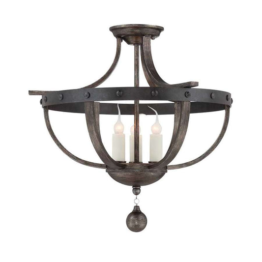 Savoy House Alsace 3 Light Semi Flush, Reclaimed Wood & Metal