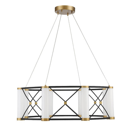 LED Pendant, Black/Brass/White Opal