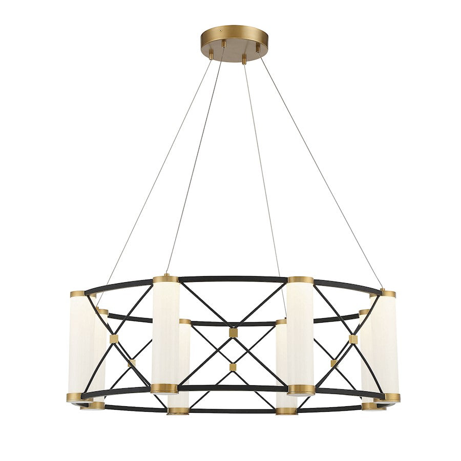 LED Pendant, Black/Brass/White Opal