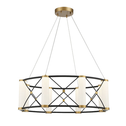 LED Pendant, Black/Brass/White Opal