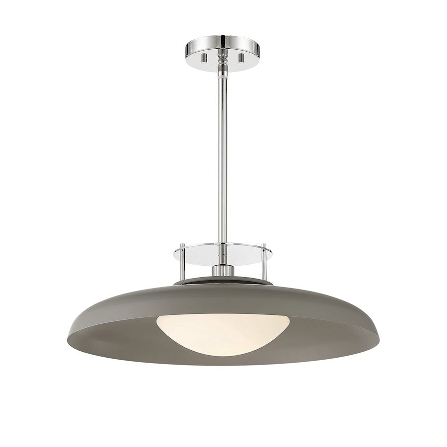 Savoy House Gavin 1 Light Pendant, Gray/Nickel/White Opal - 7-1690-1-175