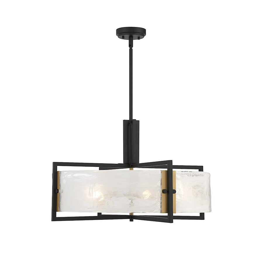 Savoy House Hayward 5 Light Pendant, Black/Brass/Strie Piastra - 7-1696-5-143