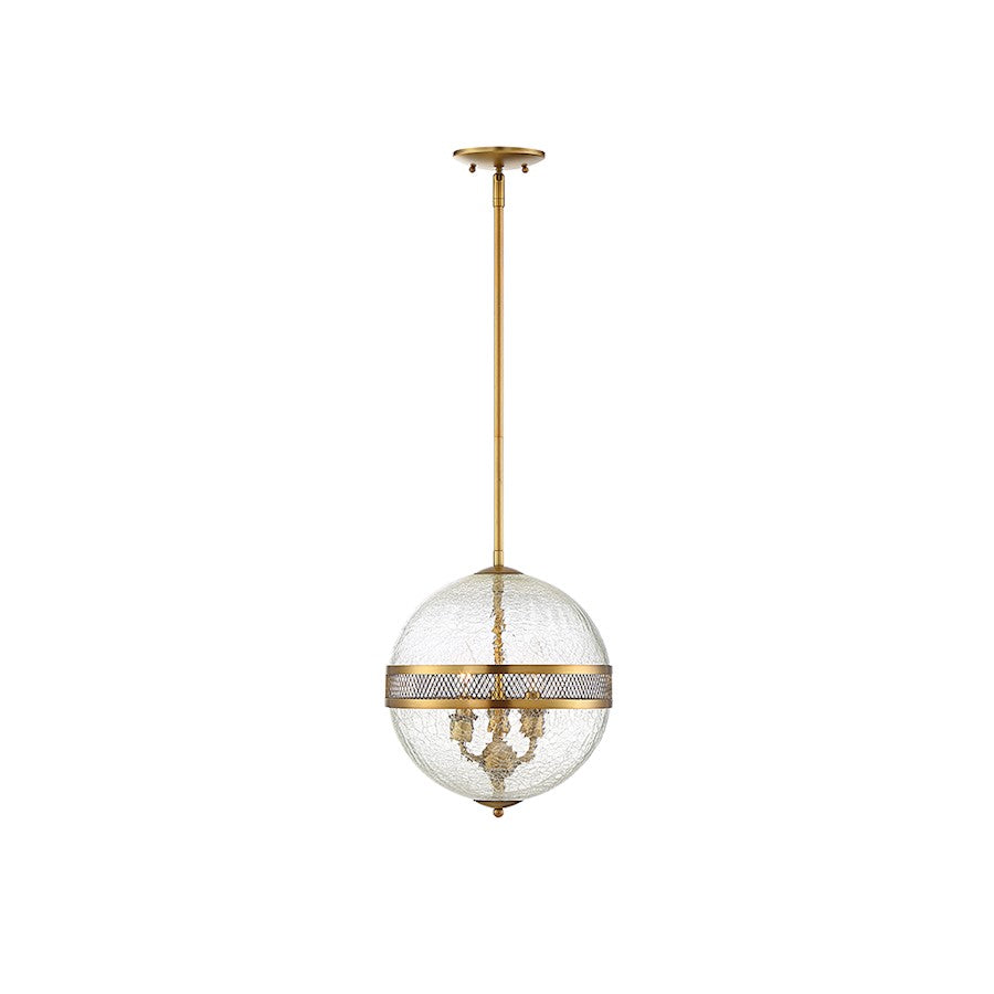 3 Light Pendant, Warm Brass