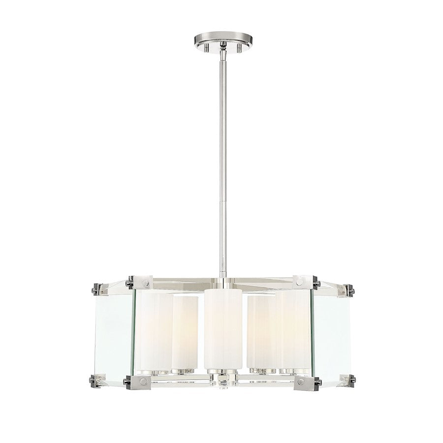 5 Light Pendant, Polished Nickel