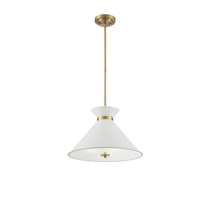 Savoy House Lamar 3 Light Pendant, White with Brass Accents - 7-2416-3-160