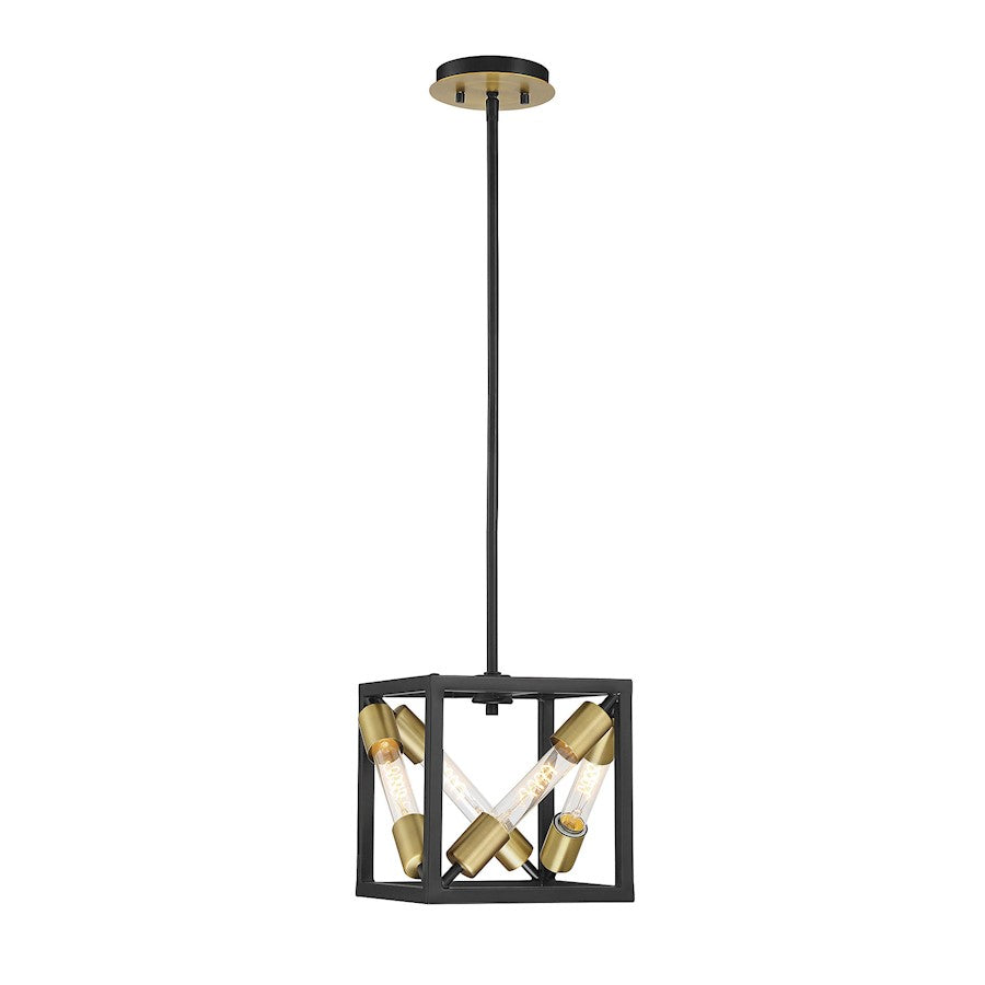 Savoy House Moritz 4 Light Convertible Semi Flush/Pendant, English Bronze and Warm Brass