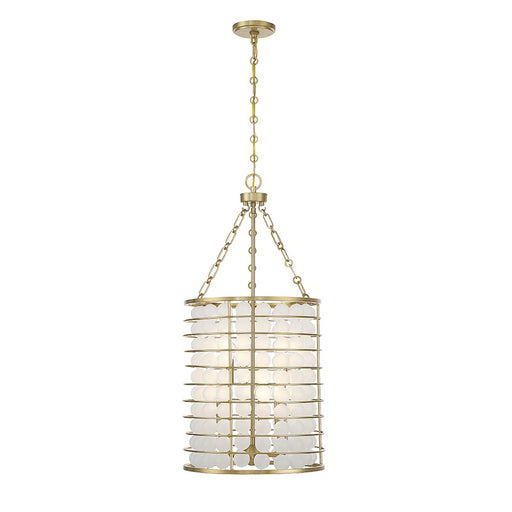 Savoy House Byron 6 Light Pendant, Warm Brass/Frosted - 7-3362-6-322