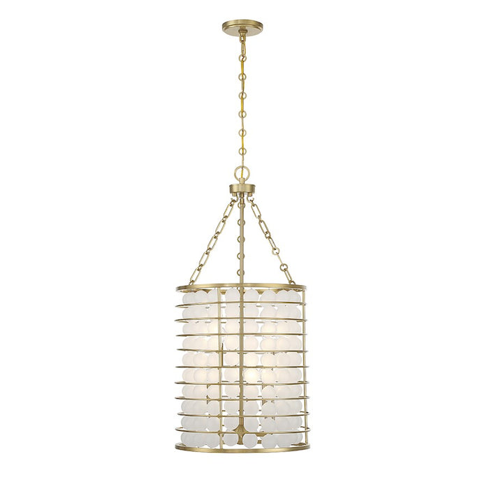 Savoy House Byron 6 Light Pendant, Warm Brass/Frosted - 7-3362-6-322