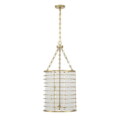 6 Light Pendant, Warm Brass/Frosted