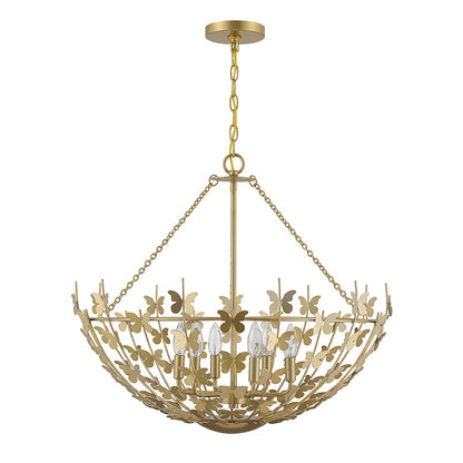 6 Light Pendant, Bisque White