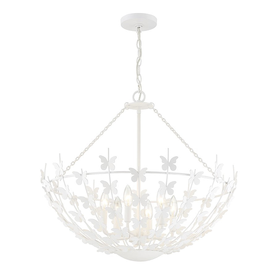 6 Light Pendant, Bisque White