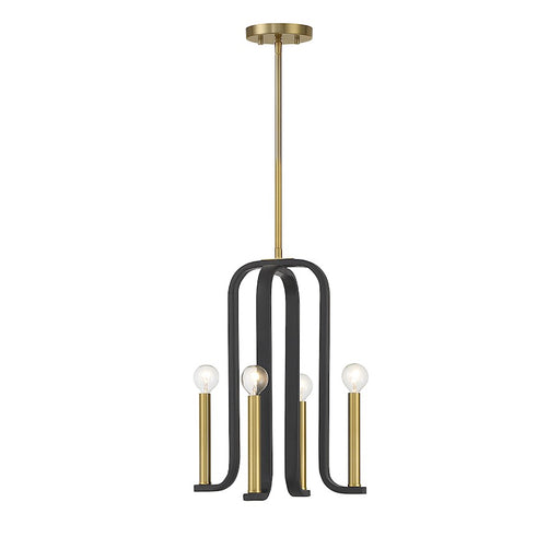 Savoy House Archway 4 Light Pendant, Black/Warm Brass Accents - 7-5532-4-143