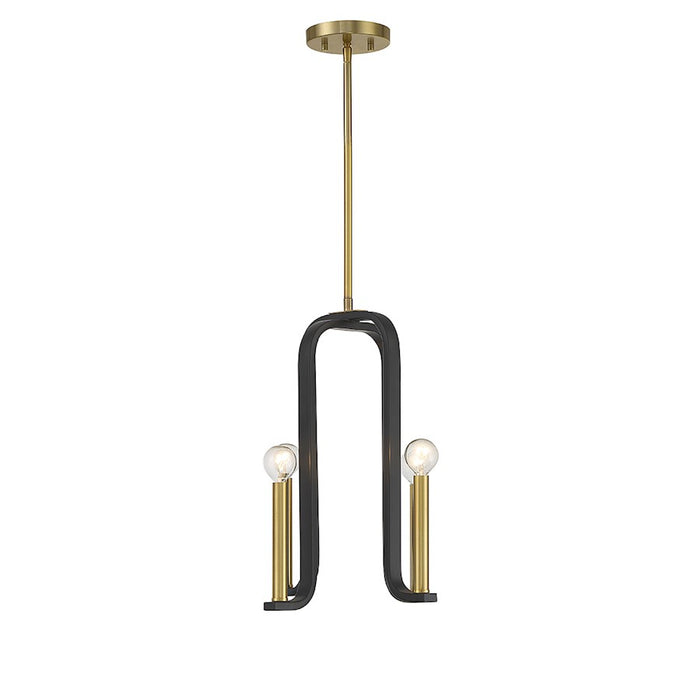 Savoy House Archway 4 Light Pendant, Black/Warm Brass Accents