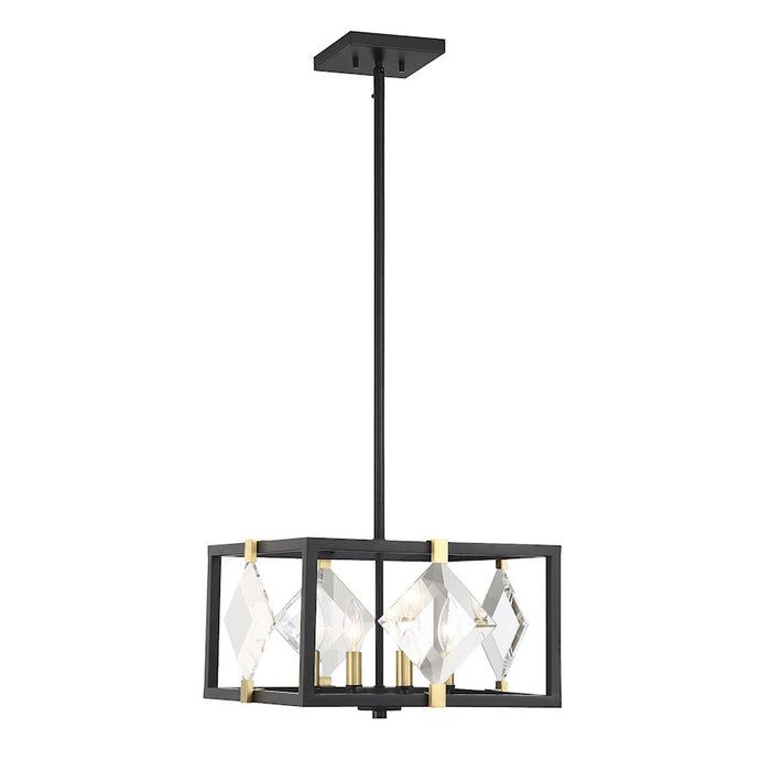 Savoy House Lowell 4 Light Pendant, Bronze with Brass Accents