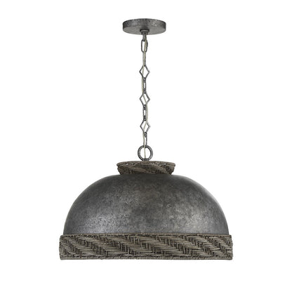 3 Light Pendant, Mottled Zinc