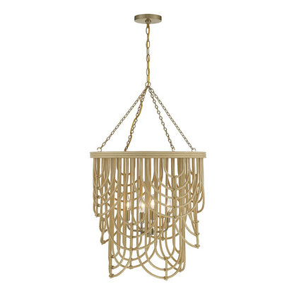 Savoy House Bremen 4 Light Pendant, Warm Brass/Natural Rattan - 7-7910-4-177