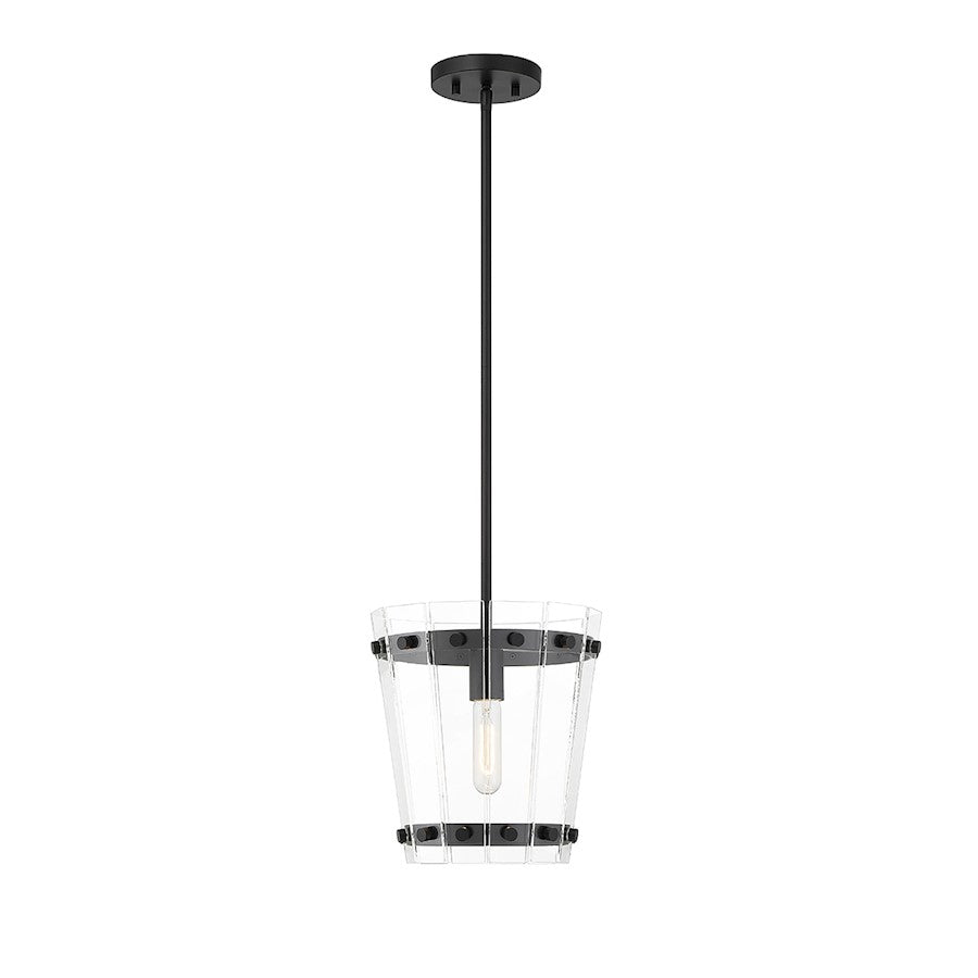 Essentials Ventari 1 Light Pendant, Matte Black/Clear - 7-8855-1-89